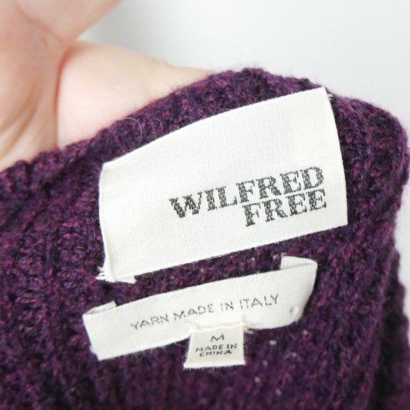 Artizia Wilfred Free 100% Wool Plum Purple Knit Sweater V Neck Medium - Picture 9 of 11